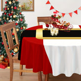 CF-191pc Festive Santa Round Tablecloth - Durable, Woven, Machine-Made Polyester with Vibrant Holiday Graphic - Ideal for New Year & Christmas Decorations, Home & Event Design, and Thoughtful Gift Idea